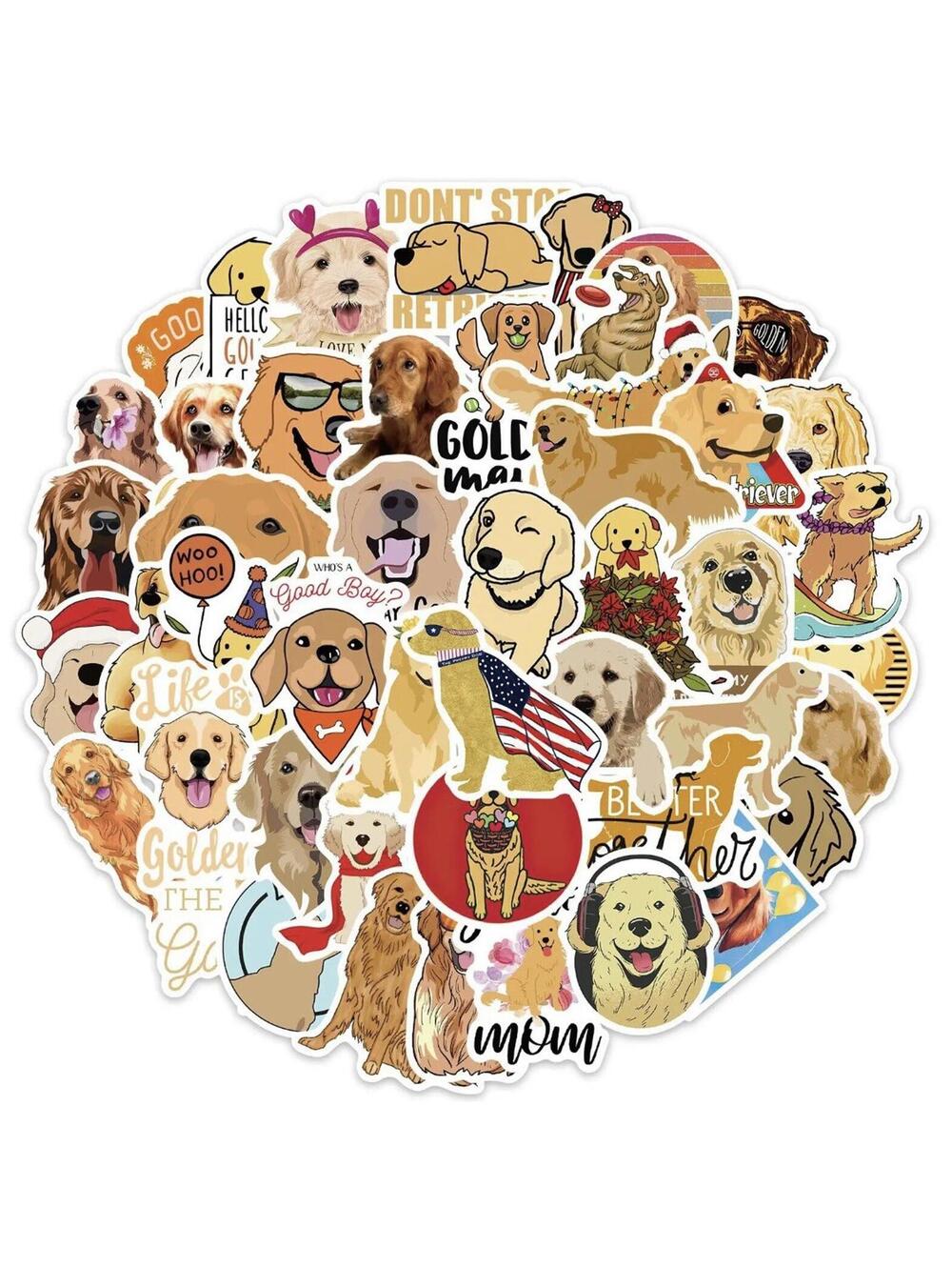 Golden Retriever Stickers 50 Pcs Decal AKC Goldens Dog Puppy Service Dog Gift